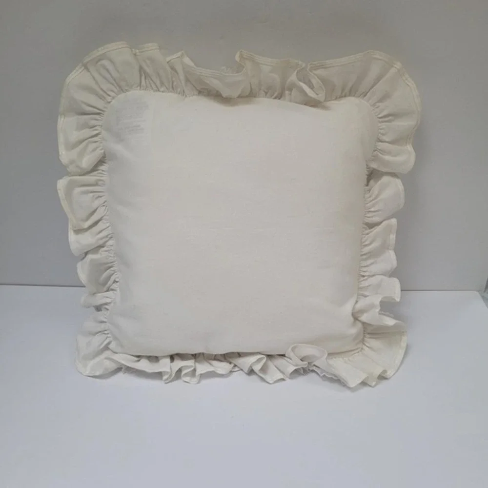 Vtg‎ Southern Belle Embroidered Throw Pillow Ruffled Lace 2